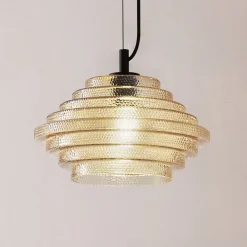 Lindby pendellampe Orliana, Ø 35 cm, ravfarvet, glas