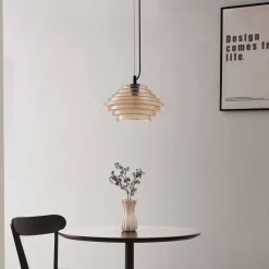 Lindby pendellampe Orliana, Ø 35 cm, ravfarvet, glas