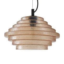 Lindby pendellampe Orliana, Ø 35 cm, ravfarvet, glas