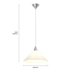 Lindby pendellampe Petra, hvid, glas, Ø 40 cm, kegle, E27