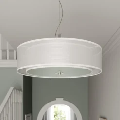 pendellampe Pikka, hvid, tekstil, Ø 50 cm, E27^Lindby Best