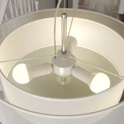 pendellampe Pikka, hvid, tekstil, Ø 50 cm, E27^Lindby Best