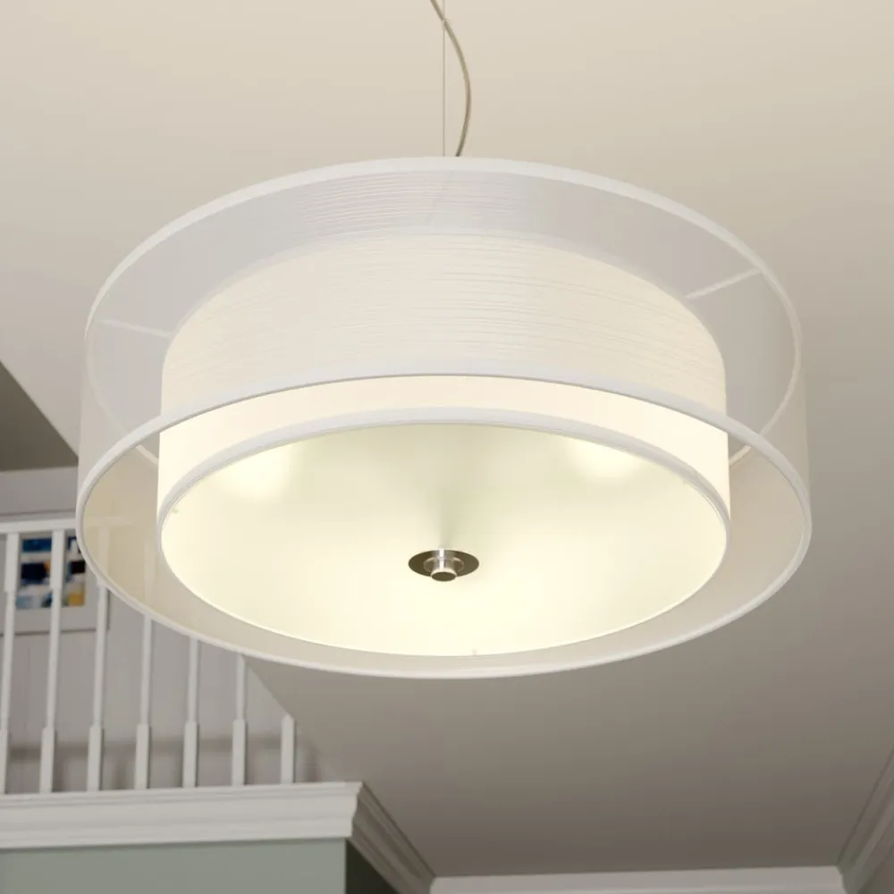 pendellampe Pikka, hvid, tekstil, Ø 50 cm, E27^Lindby Best