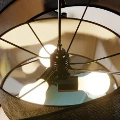 Lindby pendellampe Simaria, sort, tekstil, Ø 60 cm, E27