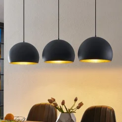 pendellampe Tarjei, 146 cm lang, sort/guld, metal^Lindby Best