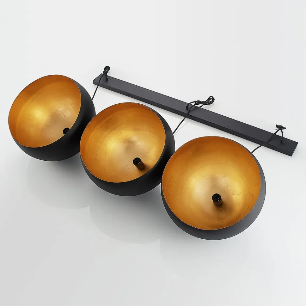 pendellampe Tarjei, 146 cm lang, sort/guld, metal^Lindby Best