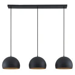 Lindby pendellampe Tarjei, længde 120 cm, sort/guld, metal