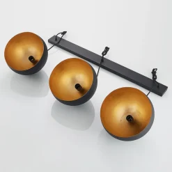 Lindby pendellampe Tarjei, længde 120 cm, sort/guld, metal