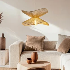 pendellampe Valdorin, beige, papir, Ø 40 cm, E27^Lindby Hot