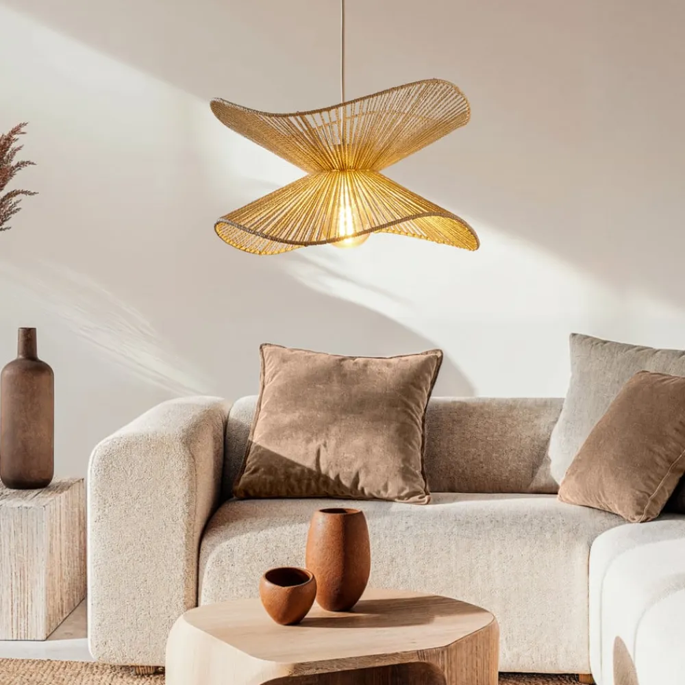 pendellampe Valdorin, beige, papir, Ø 40 cm, E27^Lindby Hot