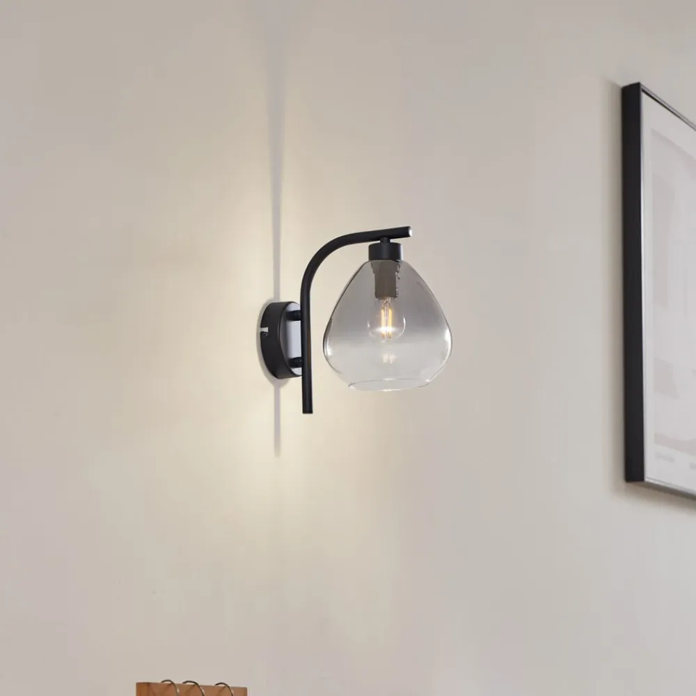 Pendura væglampe, Ø 15 cm, sort, glas^Lindby Outlet