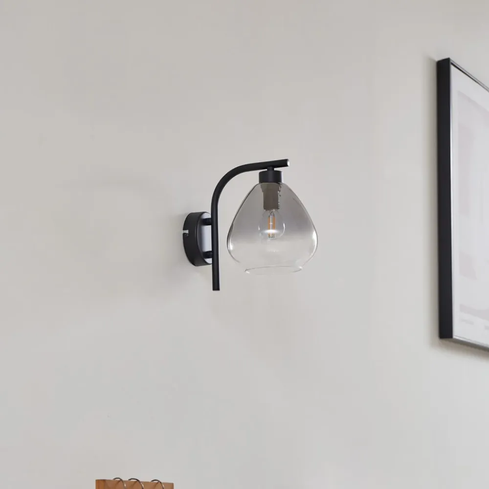 Pendura væglampe, Ø 15 cm, sort, glas^Lindby Outlet