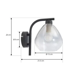 Pendura væglampe, Ø 15 cm, sort, glas^Lindby Outlet