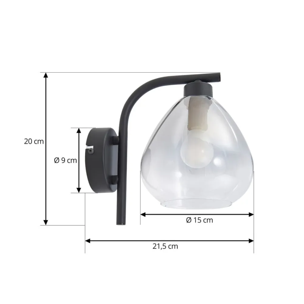 Pendura væglampe, Ø 15 cm, sort, glas^Lindby Outlet