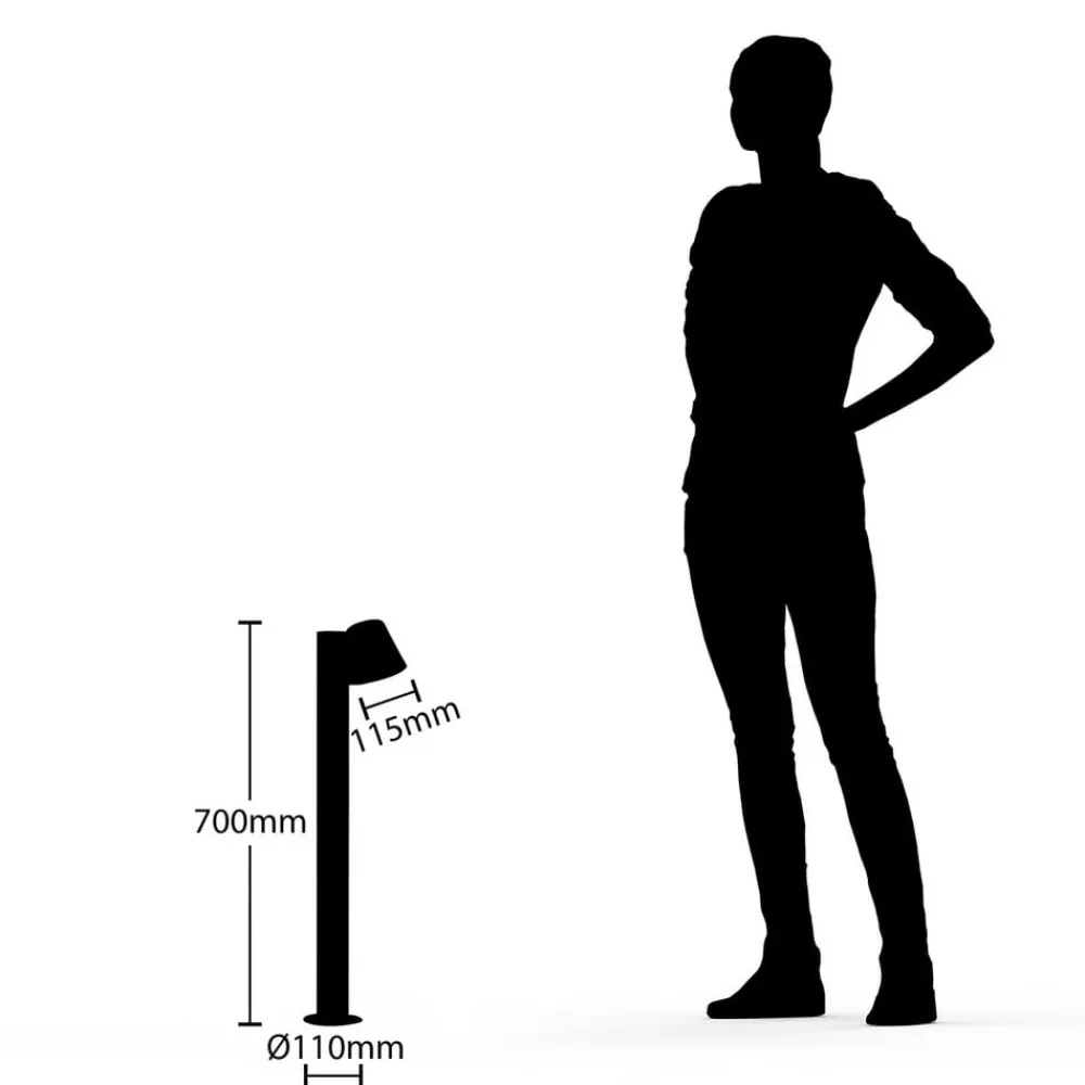 Lindby Terrassebelysning|Gadebelysning>pullert Ileyna, antracit, metal, 70 cm