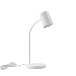 Lindby Radka bordlampe, hvid, plast, GU10, fleksibel arm