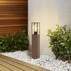 Robigus sokkellampe, rustfarvet, aluminium^Lindby Hot