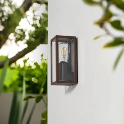 Lindby Robigus udendørs væglampe, rustfarvet, aluminium