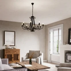 Lindby Lysekroner|Pendellamper>Scaleria lysekrone, 8 lyskilder, brun