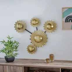 Lindby Væglamper|Væglamper>Senmia væglampe, guld, 5 lyskilder