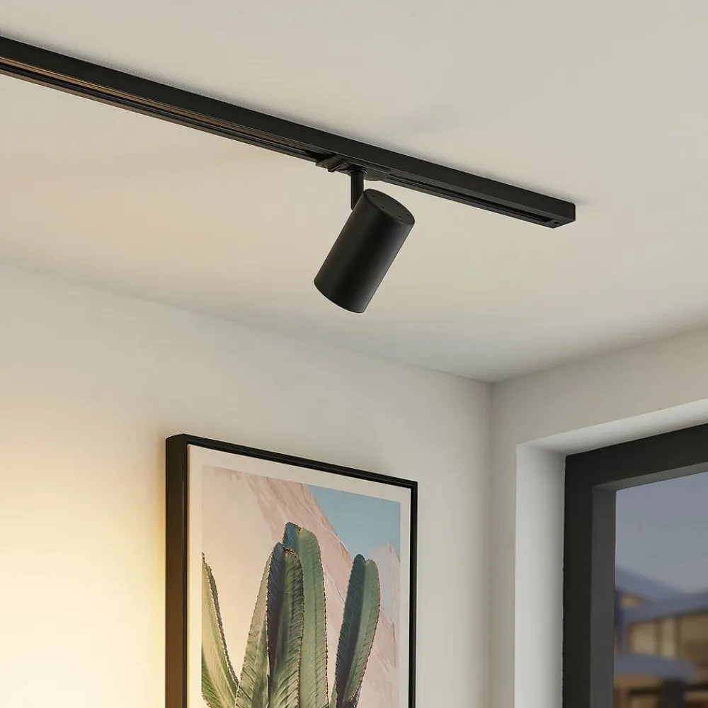 Lindby Arbejdsrum/Kontor|Gang>skinnespot Linaro, GU10, Ø 6 cm, sort, 1-faset