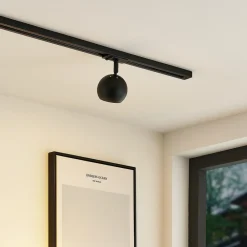 Lindby Arbejdsrum/Kontor|Skinnesystem>skinnespot Linaro, GU10, Ø 9 cm, sort, 1-faset