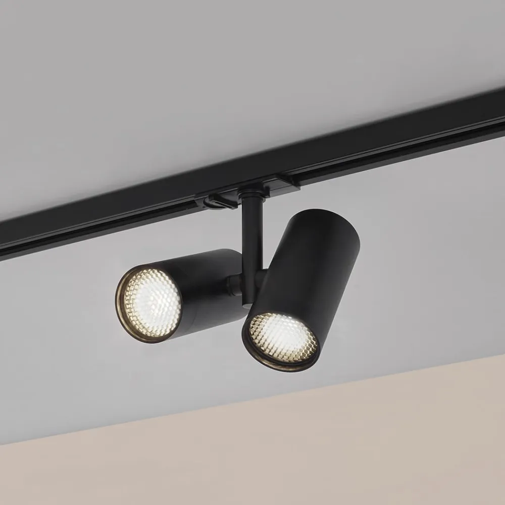 Lindby Skinnesystem>skinnespot Linaro, GU10, 2 lyskilder, sort, afdækning