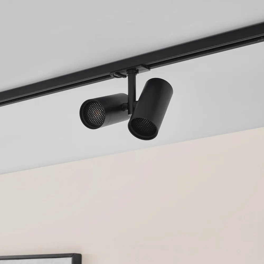 Lindby Skinnesystem>skinnespot Linaro, GU10, 2 lyskilder, sort, afdækning