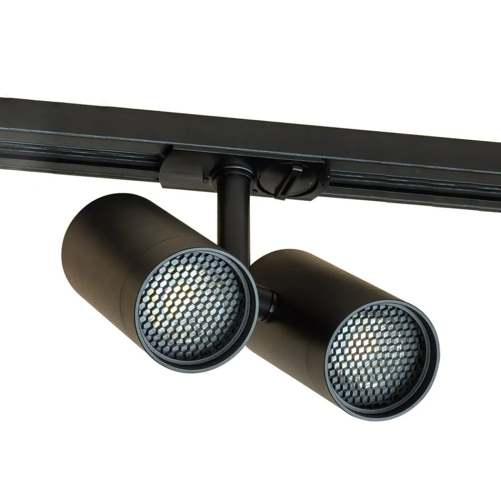 Lindby Skinnesystem>skinnespot Linaro, GU10, 2 lyskilder, sort, afdækning