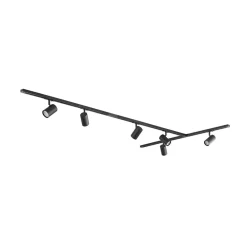 Lindby skinnesystem Linaro, GU10, 6 lyskilder, sort, T-form