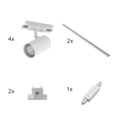 Lindby skinnesystem Linaro, GU10, 4 lyskilder, hvid, Ø 6 cm