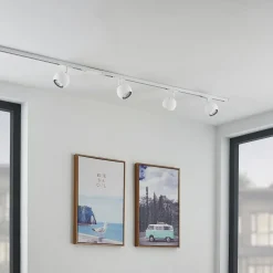 Lindby Skinnesystem>skinnesystem Linaro, GU10, 4 lyskilder, hvid, Ø 9 cm