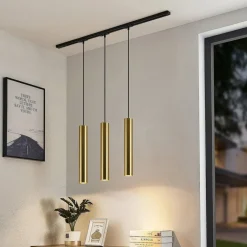 Lindby skinnesystem Linaro, GU10, pendel, 3 lyskilder, guld