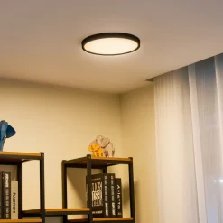 Lindby Smart LED loftlampe Pravin, Ø 30 cm, CCT, sort