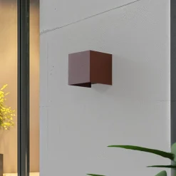 Lindby Terrassebelysning|Væglamper>Smart LED udendørs væglampe Dara rust kantet CCT RGB Tuya