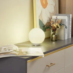 Lindby Smart LED-bordlampe Cosmia, hvid, glas, Tuya