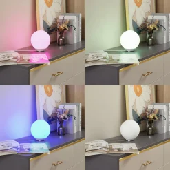 Lindby Smart LED-bordlampe Cosmia, hvid, glas, Tuya