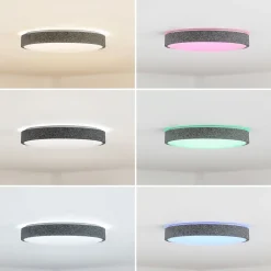 Lindby Smart LED-loftlampe Elmor Ø 39 cm grå RGB CCT