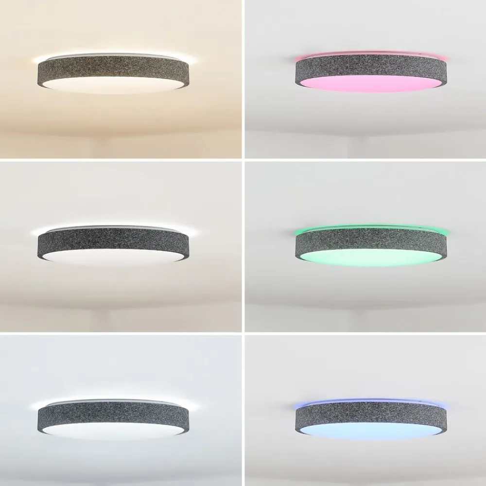 Lindby Smart LED-loftlampe Elmor Ø 39 cm grå RGB CCT
