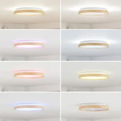 Lindby Smart LED-loftslampe Mirren træ Ø39,5 cm CCT Tuya