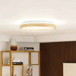 Lindby Loftlamper>Smart LED-loftslampe Mirren træ Ø49,5 cm CCT Tuya