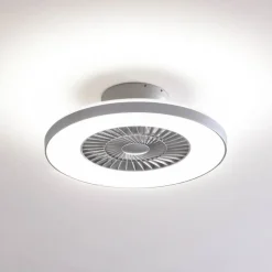 Lindby Smart LED-loftventilator Paavo, sølv, lydløs, Tuya