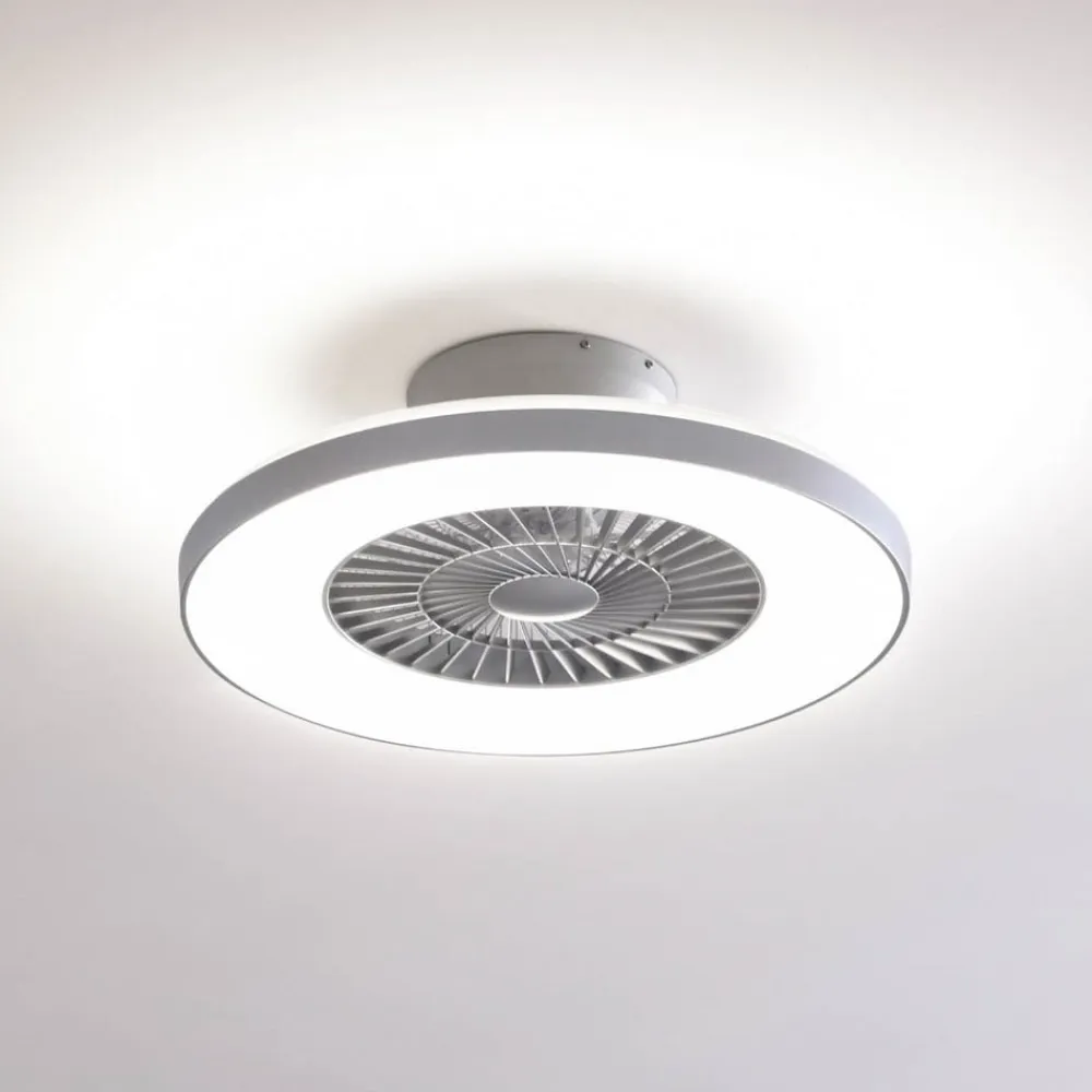 Lindby Smart LED-loftventilator Paavo, sølv, lydløs, Tuya