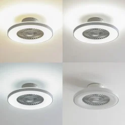 Lindby Smart LED-loftventilator Paavo, sølv, lydløs, Tuya