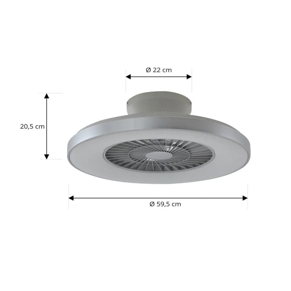 Lindby Smart LED-loftventilator Paavo, sølv, lydløs, Tuya