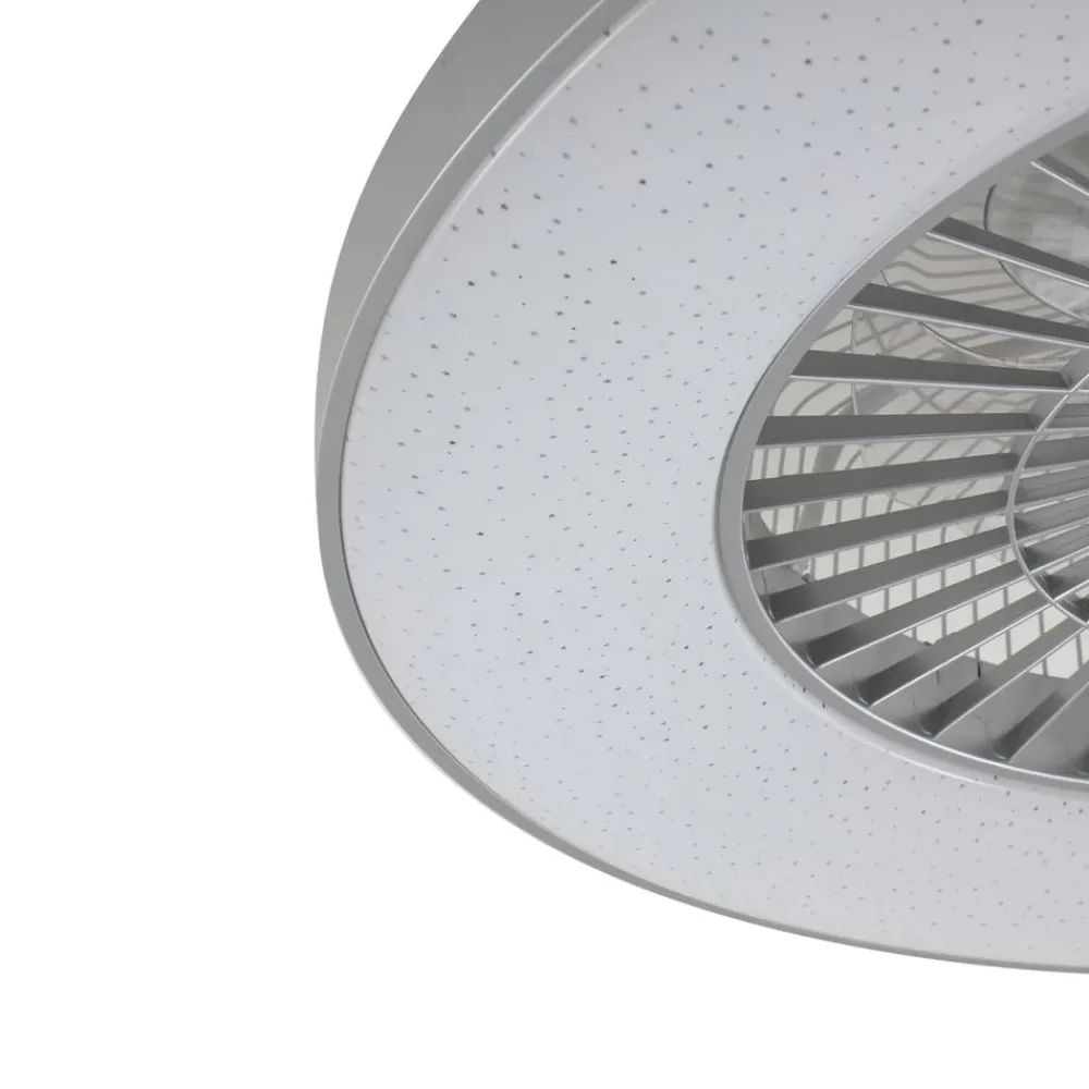 Lindby Smart LED-loftventilator Paavo, sølv, lydløs, Tuya