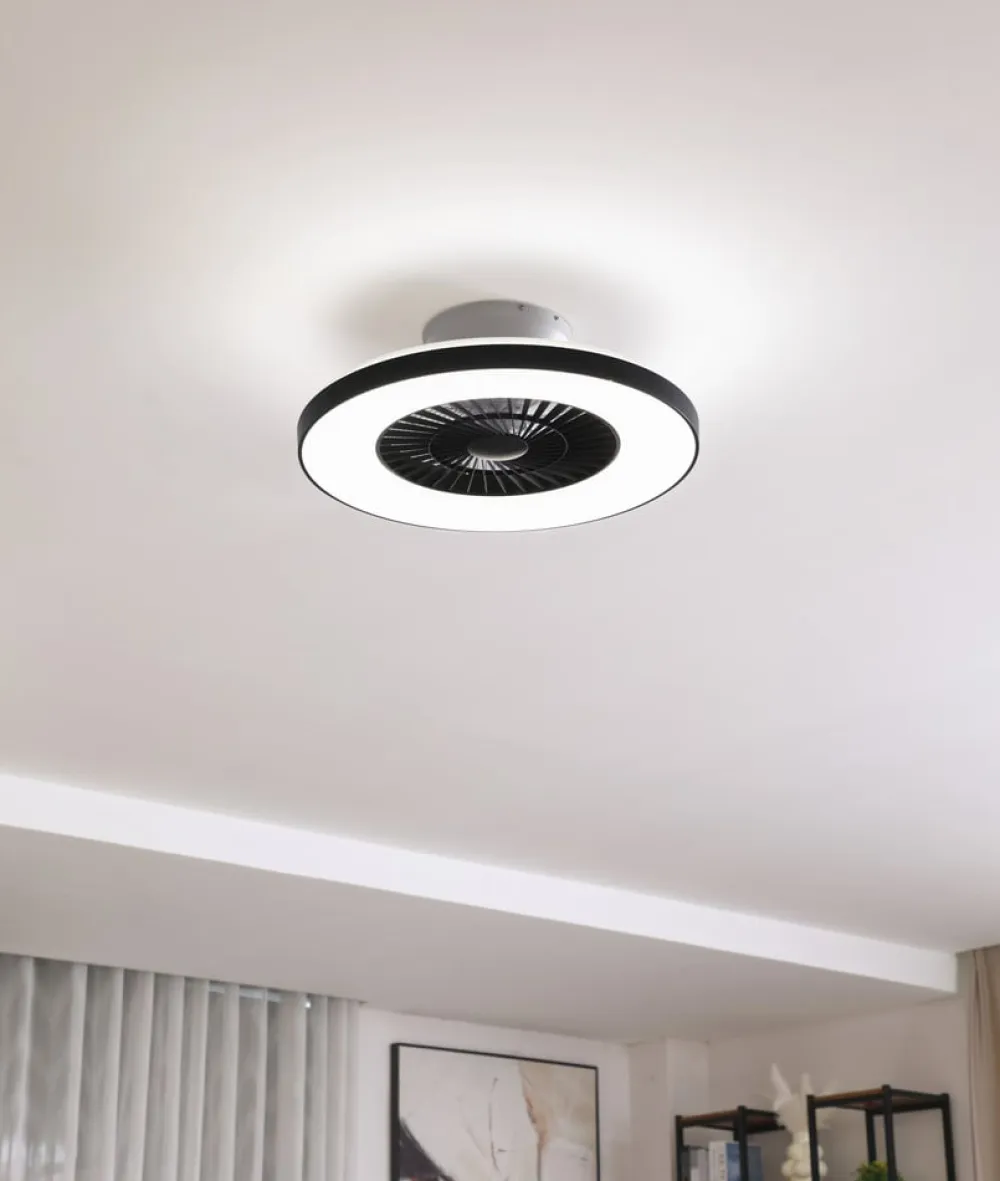 Lindby Loftventilatorer>Smart LED-loftventilator Paavo sort, lydsvag Tuya