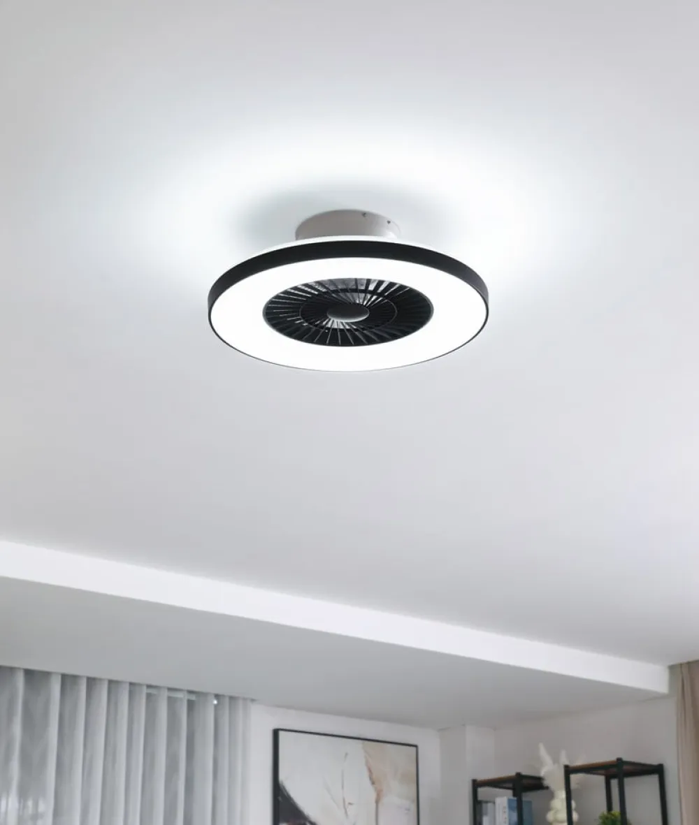 Lindby Loftventilatorer>Smart LED-loftventilator Paavo sort, lydsvag Tuya