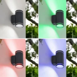 Lindby Smart udendørs LED-væglampe Valtin CCT RGB Tuya IP54