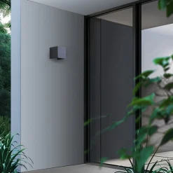 Smart udendørs LED-væglampe Dara grå kantet CCT RGB Tuya^Lindby Outlet